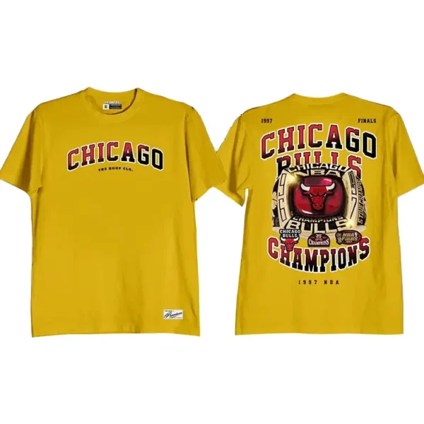 1997 Chicago Bulls Champions Shirt Mustard